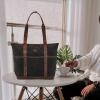 image:imageWise Owl Accessories Tote Bag for Women Large Work Shoulder Handbag in Waxed Canvas amp Leather for Office Teacher amp NurseBlack