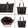 image:imageWise Owl Accessories Tote Bag for Women Large Work Shoulder Handbag in Waxed Canvas amp Leather for Office Teacher amp NurseBlack