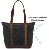 image:imageWise Owl Accessories Tote Bag for Women Large Work Shoulder Handbag in Waxed Canvas amp Leather for Office Teacher amp NurseBlack