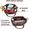 image:imageWise Owl Accessories Tote Bag for Women Large Work Shoulder Handbag in Waxed Canvas amp Leather for Office Teacher amp NurseBlack