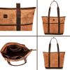image:imageWise Owl Accessories Tote Bag for Women Large Work Shoulder Handbag in Waxed Canvas amp Leather for Office Teacher amp NurseCognac