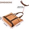 image:imageWise Owl Accessories Tote Bag for Women Large Work Shoulder Handbag in Waxed Canvas amp Leather for Office Teacher amp NurseCognac