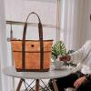 image:imageWise Owl Accessories Tote Bag for Women Large Work Shoulder Handbag in Waxed Canvas amp Leather for Office Teacher amp NurseCognac