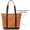 image:imageWise Owl Accessories Tote Bag for Women Large Work Shoulder Handbag in Waxed Canvas amp Leather for Office Teacher amp NurseCognac