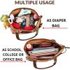 image:imageWise Owl Accessories Tote Bag for Women Large Work Shoulder Handbag in Waxed Canvas amp Leather for Office Teacher amp NurseCognac