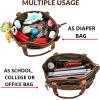 image:imageWise Owl Accessories Tote Bag for Women Large Work Shoulder Handbag in Waxed Canvas amp Leather for Office Teacher amp NurseGreen