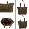 image:imageWise Owl Accessories Tote Bag for Women Large Work Shoulder Handbag in Waxed Canvas amp Leather for Office Teacher amp NurseGreen