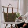 image:imageWise Owl Accessories Tote Bag for Women Large Work Shoulder Handbag in Waxed Canvas amp Leather for Office Teacher amp NurseGreen