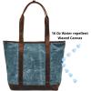 image:imageWise Owl Accessories Tote Bag for Women Large Work Shoulder Handbag in Waxed Canvas amp Leather for Office Teacher amp NurseOcean Blue