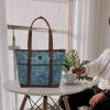 image:imageWise Owl Accessories Tote Bag for Women Large Work Shoulder Handbag in Waxed Canvas amp Leather for Office Teacher amp NurseOcean Blue
