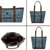 image:imageWise Owl Accessories Tote Bag for Women Large Work Shoulder Handbag in Waxed Canvas amp Leather for Office Teacher amp NurseOcean Blue