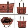 image:imageWise Owl Accessories Tote Bag for Women Large Work Shoulder Handbag in Waxed Canvas amp Leather for Office Teacher amp NurseRust
