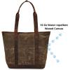 image:imageWise Owl Accessories Tote Bag for Women Large Work Shoulder Handbag in Waxed Canvas amp Leather for Office Teacher amp NurseTaupe