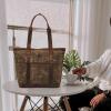 image:imageWise Owl Accessories Tote Bag for Women Large Work Shoulder Handbag in Waxed Canvas amp Leather for Office Teacher amp NurseTaupe