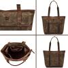 image:imageWise Owl Accessories Tote Bag for Women Large Work Shoulder Handbag in Waxed Canvas amp Leather for Office Teacher amp NurseTaupe