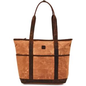 image:imageWise Owl Accessories Tote Bag for Women Large Work Shoulder Handbag in Waxed Canvas amp Leather for Office Teacher amp NurseCognac