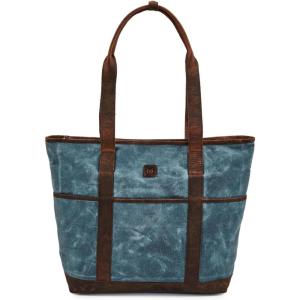 image:imageWise Owl Accessories Tote Bag for Women Large Work Shoulder Handbag in Waxed Canvas amp Leather for Office Teacher amp NurseOcean Blue