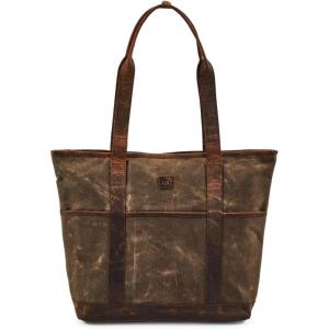 image:imageWise Owl Accessories Tote Bag for Women Large Work Shoulder Handbag in Waxed Canvas amp Leather for Office Teacher amp NurseTaupe