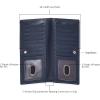 image:imageLong Wallet for Men Women Real Leather Bifold RFID Stylish Slim Handmade 2 ID Window Credit Card Holder in Gift BoxNavy