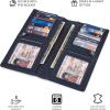 image:imageLong Wallet for Men Women Real Leather Bifold RFID Stylish Slim Handmade 2 ID Window Credit Card Holder in Gift BoxNavy