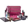 image:imageSmall Crossbody Bags for Women Leather Sling Purse with Adjustable Strap Multi Pocket Cross Over for Travel amp Gift  Real Leather Purse Crossover TrendyFuchsia Pink Nappa