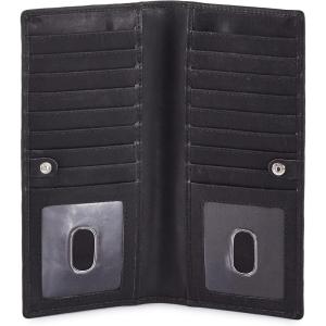 image:imageLong Wallet for Men Women Real Leather Bifold RFID Stylish Slim Handmade 2 ID Window Credit Card Holder in Gift BoxBlack