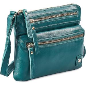 image:imageSmall Crossbody Bags for Women Leather Sling Purse with Adjustable Strap Multi Pocket Cross Over for Travel amp Gift  Real Leather Purse Crossover TrendyEmerald Green Nappa