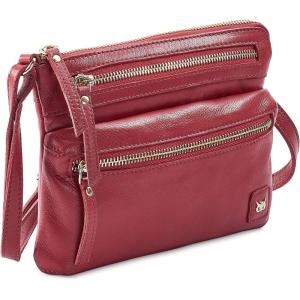 image:imageSmall Crossbody Bags for Women Leather Sling Purse with Adjustable Strap Multi Pocket Cross Over for Travel amp Gift  Real Leather Purse Crossover TrendyRed Nappa