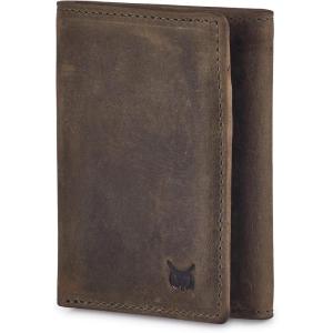 image:imageTrifold Wallets for Men Real Leather Slim Front Pocket RFID Blocking Travel with ID Window in Gift Box