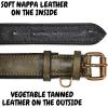image:imageReal Leather Dog Collar Padded Soft Interiors with Premium Vintage Look Handcrafted Heavy Duty with Tag Ring for Small Medium and Large Pets Small 1 Wide for 1075  1375 Neck BlackOlive