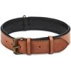 image:imageReal Leather Dog Collar Padded Soft Interiors with Premium Vintage Look Handcrafted Heavy Duty with Tag Ring for Small Medium and Large Pets Small 1 Wide for 1075  1375 Neck BlackCognac