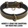 image:imageReal Leather Dog Collar Padded Soft Interiors with Premium Vintage Look Handcrafted Heavy Duty with Tag Ring for Small Medium and Large Pets Small 1 Wide for 1075  1375 Neck BlackOlive