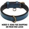 image:imageReal Leather Dog Collar Padded Soft Interiors with Premium Vintage Look Handcrafted Heavy Duty with Tag Ring for Small Medium and Large Pets Small 1 Wide for 1075  1375 Neck BlackOcean Blue