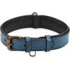 image:imageReal Leather Dog Collar Padded Soft Interiors with Premium Vintage Look Handcrafted Heavy Duty with Tag Ring for Small Medium and Large Pets Small 1 Wide for 1075  1375 Neck BlackOcean Blue