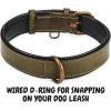 image:imageReal Leather Dog Collar Padded Soft Interiors with Premium Vintage Look Handcrafted Heavy Duty with Tag Ring for Small Medium and Large Pets Small 1 Wide for 1075  1375 Neck BlackOlive