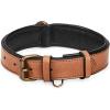 image:imageReal Leather Dog Collar Padded Soft Interiors with Premium Vintage Look Handcrafted Heavy Duty with Tag Ring for Small Medium and Large Pets Small 1 Wide for 1075  1375 Neck BlackCognac
