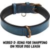 image:imageReal Leather Dog Collar Padded Soft Interiors with Premium Vintage Look Handcrafted Heavy Duty with Tag Ring for Small Medium and Large Pets Small 1 Wide for 1075  1375 Neck BlackOcean Blue