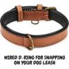 image:imageReal Leather Dog Collar Padded Soft Interiors with Premium Vintage Look Handcrafted Heavy Duty with Tag Ring for Small Medium and Large Pets Small 1 Wide for 1075  1375 Neck BlackCognac