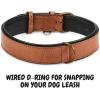 image:imageReal Leather Dog Collar Padded Soft Interiors with Premium Vintage Look Handcrafted Heavy Duty with Tag Ring for Small Medium and Large Pets Small 1 Wide for 1075  1375 Neck BlackCognac