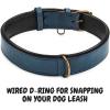 image:imageReal Leather Dog Collar Padded Soft Interiors with Premium Vintage Look Handcrafted Heavy Duty with Tag Ring for Small Medium and Large Pets Small 1 Wide for 1075  1375 Neck BlackOcean Blue