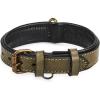 image:imageReal Leather Dog Collar Padded Soft Interiors with Premium Vintage Look Handcrafted Heavy Duty with Tag Ring for Small Medium and Large Pets Small 1 Wide for 1075  1375 Neck BlackOlive