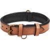 image:imageReal Leather Dog Collar Padded Soft Interiors with Premium Vintage Look Handcrafted Heavy Duty with Tag Ring for Small Medium and Large Pets Small 1 Wide for 1075  1375 Neck BlackCognac